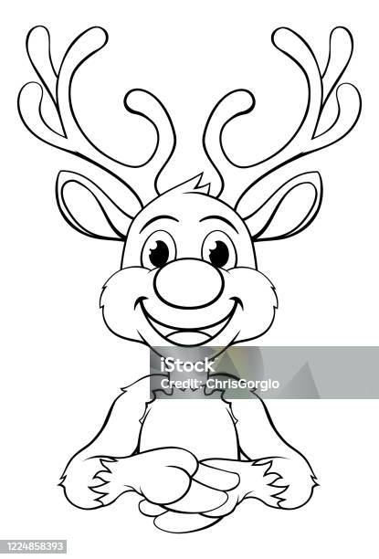 Ilustración de Personaje De Dibujos Animados De Renos De Navidad y más  Vectores Libres de Derechos de Colorear - Colorear, Navidad, Reno -  Mamífero - iStock