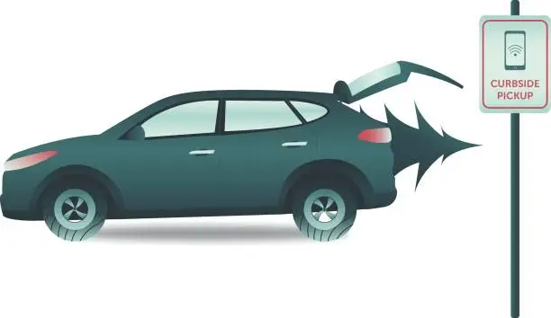 Vector illustration of Illustration of car carrying a Christmas tree