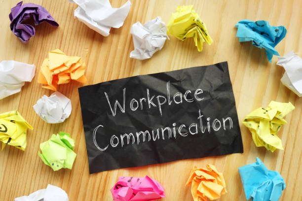 istock Workplace Communication is shown on the conceptual business photo 1224864512