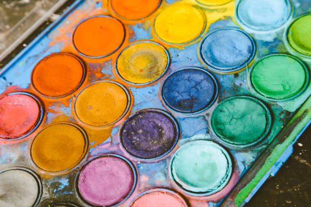 istock old Watercolor palette many color for paint 1224865622