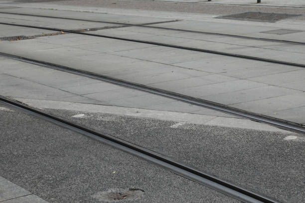 istock nice Iron rail perspective for train in France 1224865664