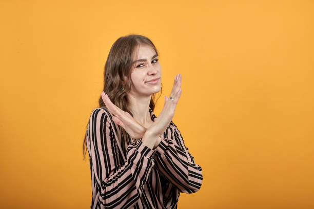 istock Upset Girl Against, Reveals Opposition, Protest, Crosses Hands 1224867310