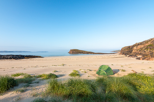 Beach wild camping on Oldshoremore beach Scotland
