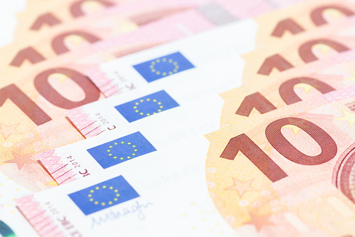 Euro currency bank notes closeup