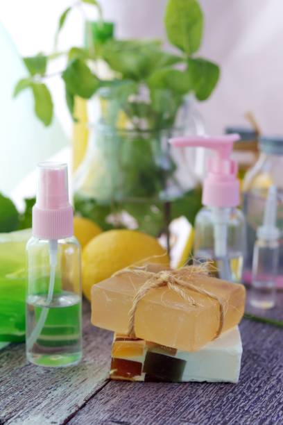 istock Soap, antiseptic liquid, healthy herbs, aromatic oil 1224880639
