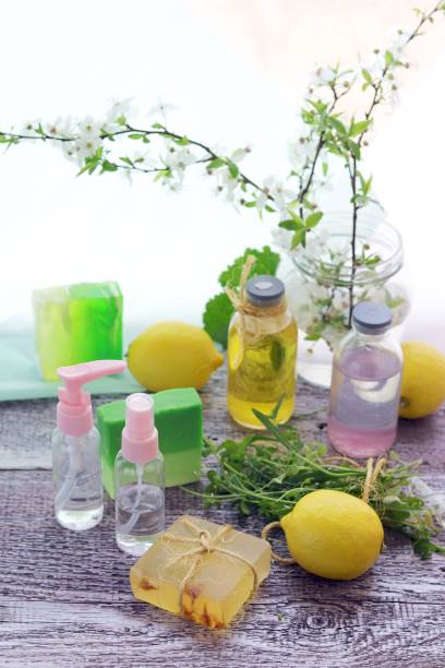 istock Soap, antiseptic liquid, healthy herbs, aromatic oil 1224880641