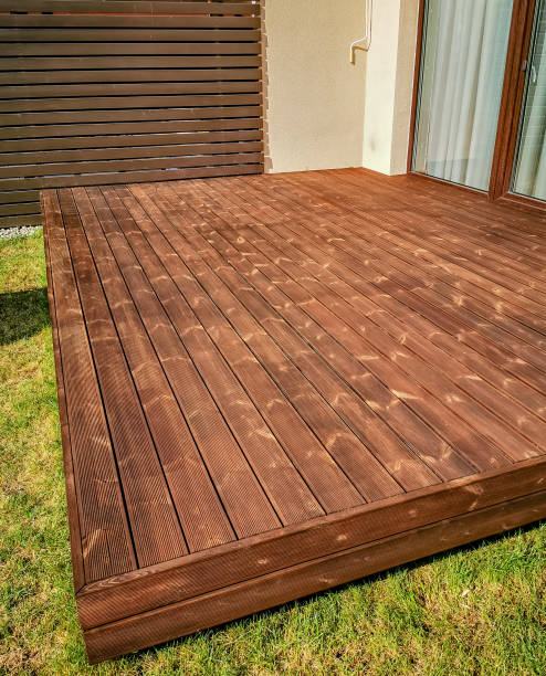istock Freshly painted wooden pine terrace 1224881836