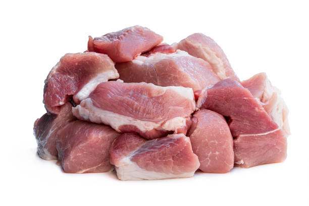 istock Sliced fresh pork isolated on white 1224882758