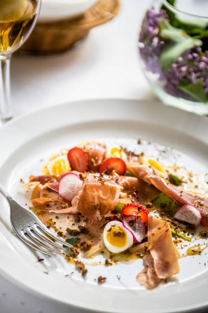 istock Prosciutto bacon meat salad with, strawberries 1224885408