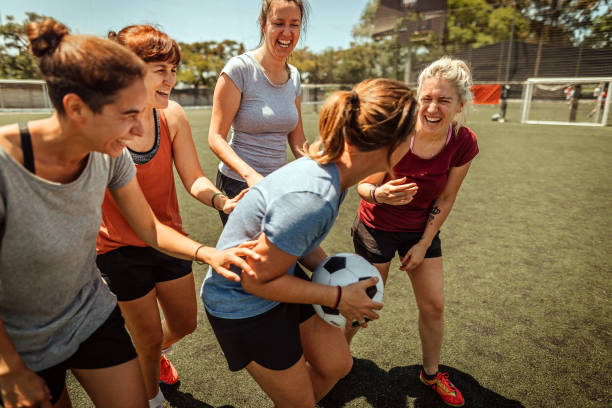 istock Female soccer team celebrating victory 1224887120