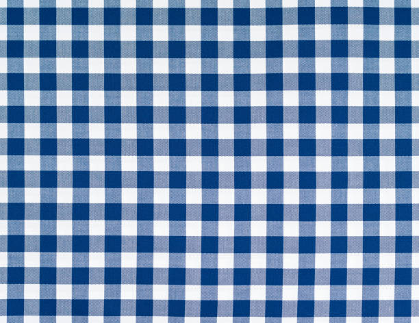 istock White and blue checked cotton fabric 1224887474