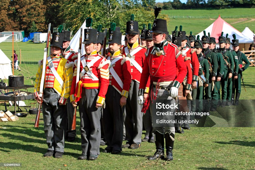 Reenactment With Men Dressed As Soldiers Of The 32nd Cornwall Regiment ...