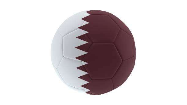 istock Qatar flag on a soccer ball. Isolated on white. 3D-rendering. 1224893441