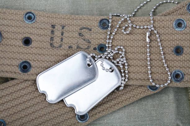 istock A pair of blank dog tags on U.S. Army uniform world war two era 1224895519