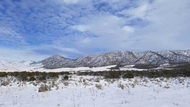 winter desert landscape along the pony express trail - pony express imagens e fotografias de stock