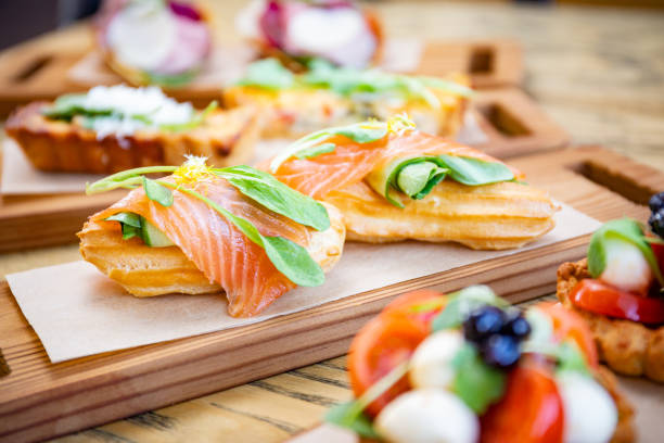 istock Salty ecler with fresh salmon on top and cheese 1224895973