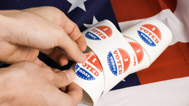 istock I voted sticker with usa flag 1224899437