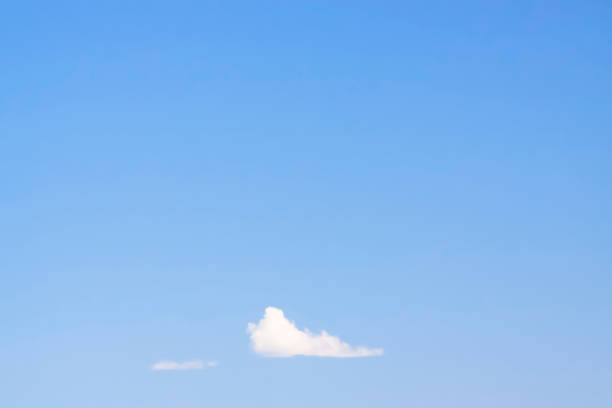 Beautiful blue sky with white fluffy clouds, nature background with copy space, horizontal composition