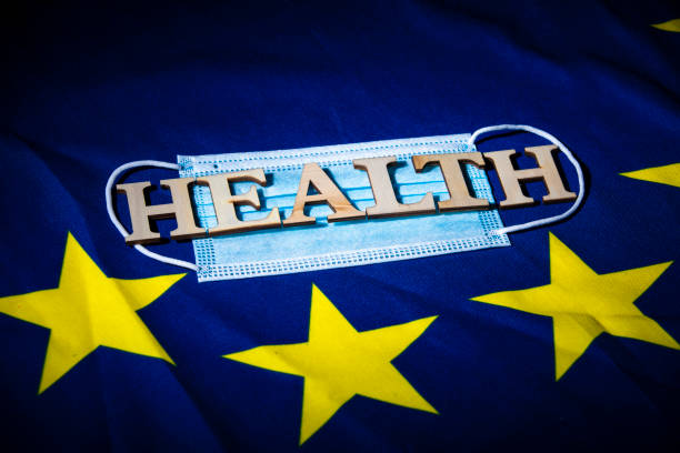 istock face mask on a European flag 1224900611