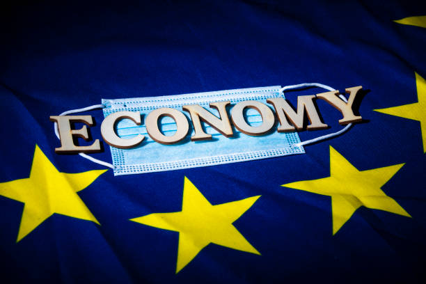 istock face mask on a European flag 1224900629
