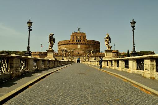 May 14th 2020, Rome, Italy: View of the Castel Sant'Angelo closed without tourists due to phase 2 of the lockdown