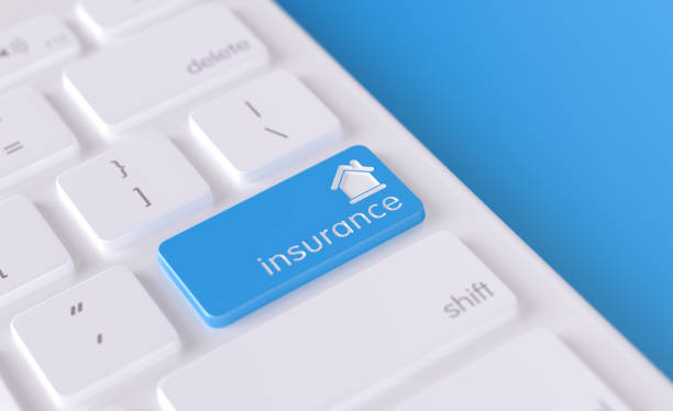istock Modern Keyboard Button with Insurance Icon - Home Insurance Concept 1224901814
