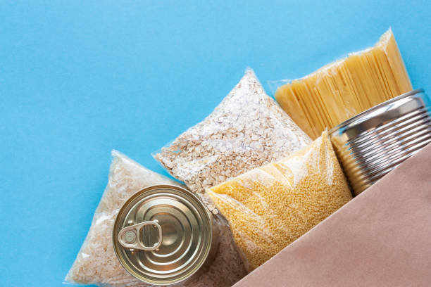 istock Various grocery products in paper bag 1224913844
