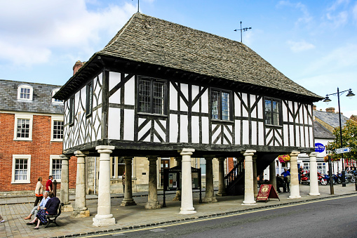 The timber framed medieval Town Hall building in Wootten Bassett, Wiltshire, UK