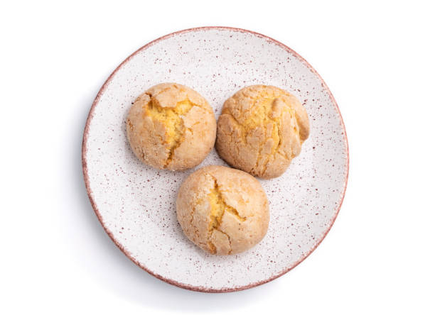istock Almond cookies isolated on white background. Top view, close up. 1224919714