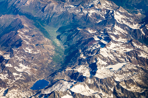 Above Idyllic Alpine landscape and turquoise lake, majestic alps – Pyrenees