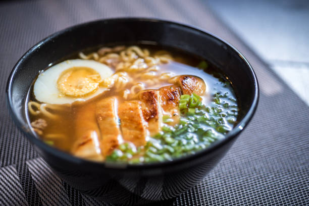istock Spicy Ramen soup with chicken, spring onions, egg 1224919905