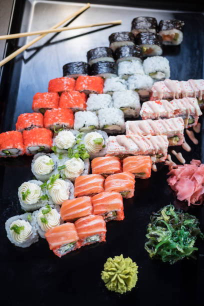 istock Sushi set with various maki and uramaki sushi type 1224919940