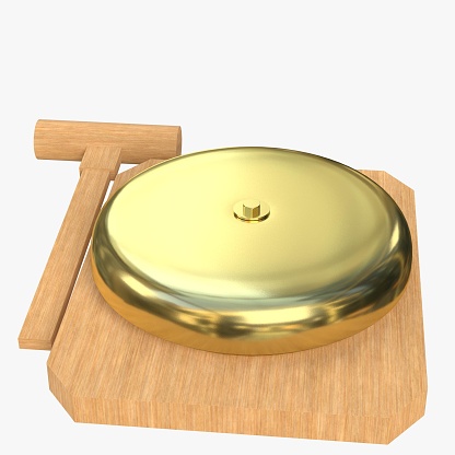 3D rendering illustration of a boxing bell with a mallet