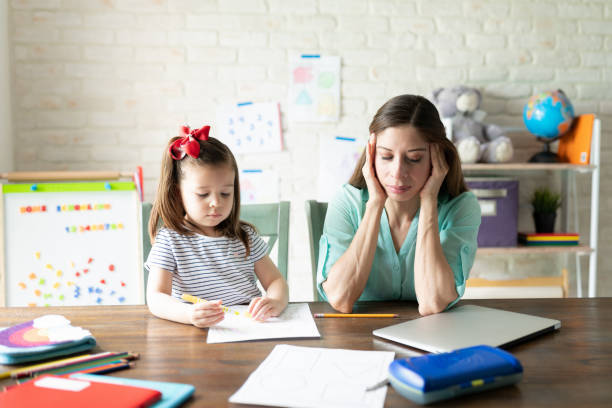 istock Mom with no patience for homeschooling 1224925088
