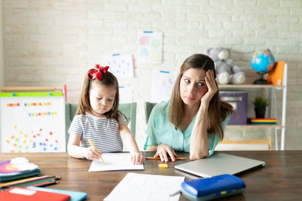 istock Mother stressed about homeschooling 1224925089