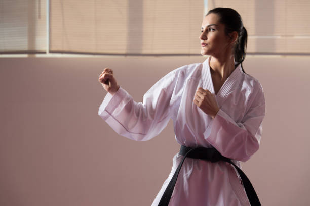 istock Taekwondo Fighter Expert With Fight Stance 1224928090