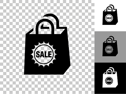 Shopping Bag Icon on Checkerboard Transparent Background. This 100% royalty free vector illustration is featuring the icon on a checkerboard pattern transparent background. There are 3 additional color variations on the right... This 100% royalty free vector illustration is featuring the icon on a checkerboard pattern transparent background. There are 3 additional color variations on the right..