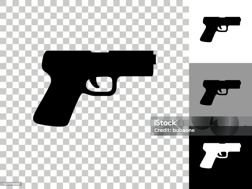 Gun Icon On Checkerboard Transparent Background Stock Illustration -  Download Image Now - Pistol, Black And White, Black Color - iStock