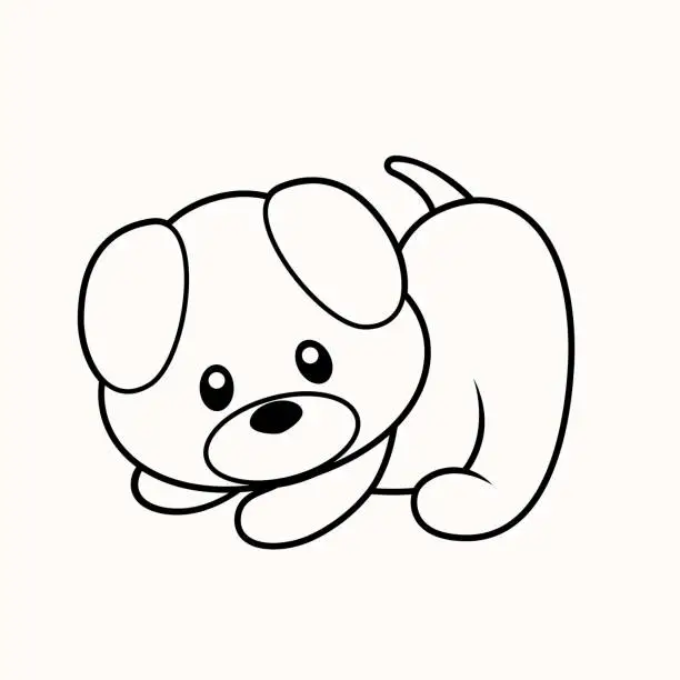 Vector illustration of Cute Puppy Coloring Page Vector Illustration on White