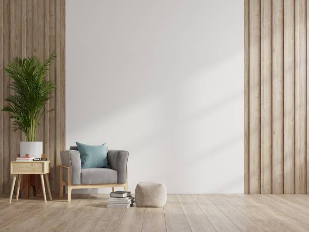istock The interior has a armchair on empty white wall background. 1224936283