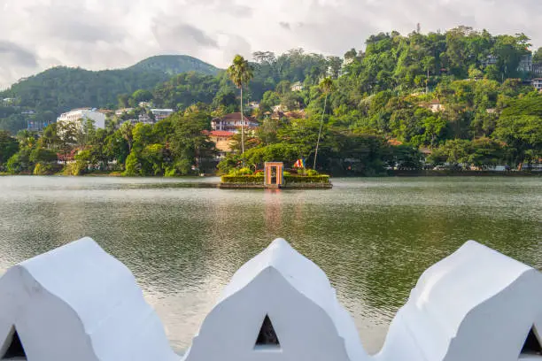 Photo of The small artificial island situated in the centre of Kandy lake, Sri Lanka.