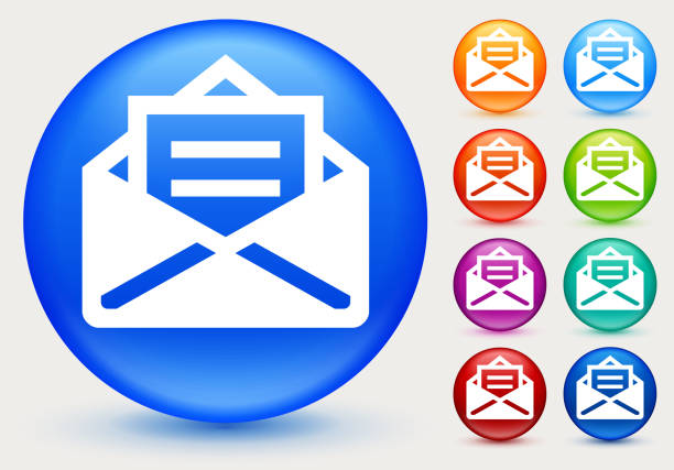 illustrations, cliparts, dessins animés et icônes de lettre d’email ouverte dans l’icône d’enveloppe - envelope mail letter multi colored