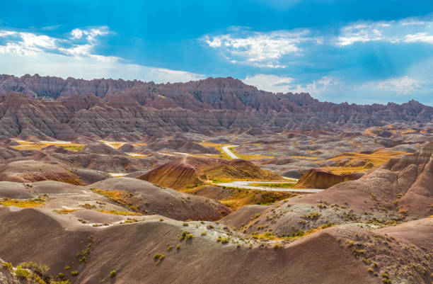 badlands national park, south dakota - valley storm thunderstorm mountain imagens e fotografias de stock