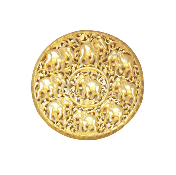 istock Pattern of wood carved for decoration isolated on white background 1224939157