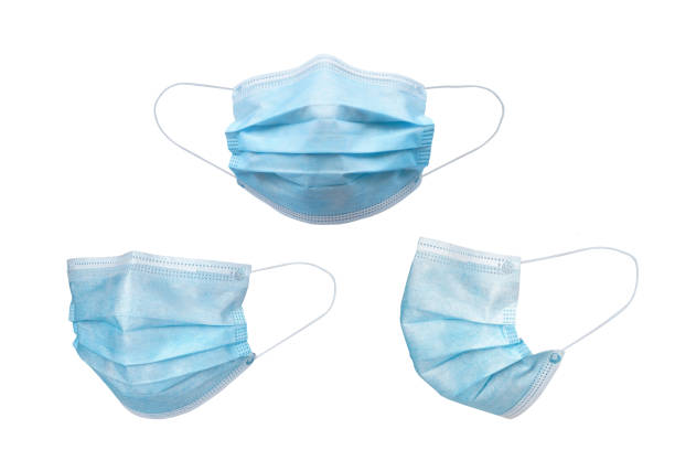 Medical face mask isolated on white background with clipping path Medical face mask isolated on white background with clipping path around the face mask and the ear rope. Concept of COVID-19 or Coronavirus Disease 2019 prevention by wearing face mask. t1 stock pictures, royalty-free photos & images
