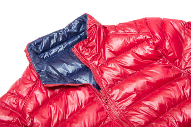 istock Blue and red full zipper windbreaker down jacket, 1224946756