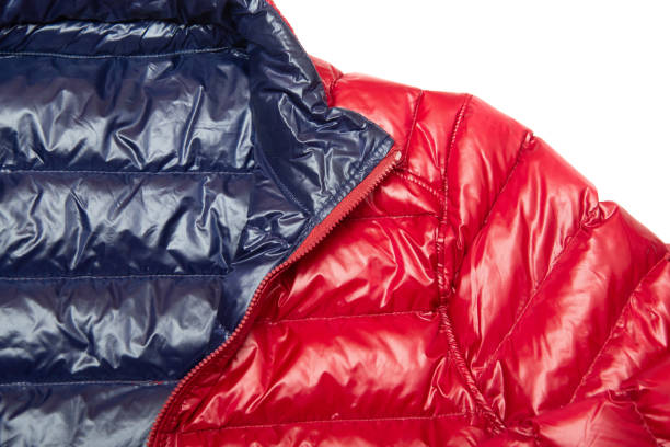 istock Blue and red full zipper windbreaker down jacket, 1224946846
