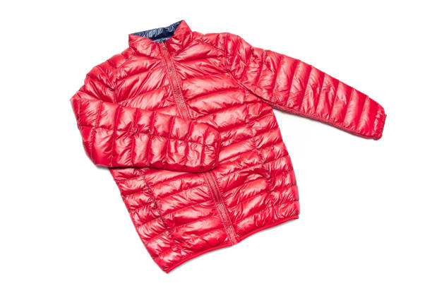 istock Blue and red full zipper windbreaker down jacket, 1224947619