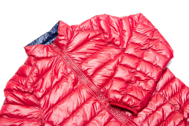 istock Blue and red full zipper windbreaker down jacket, 1224947673