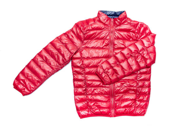 istock Blue and red full zipper windbreaker down jacket, 1224947819